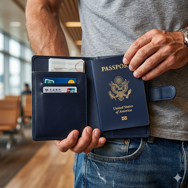 The Voyager: Premium Leather RFID Passport Wallet